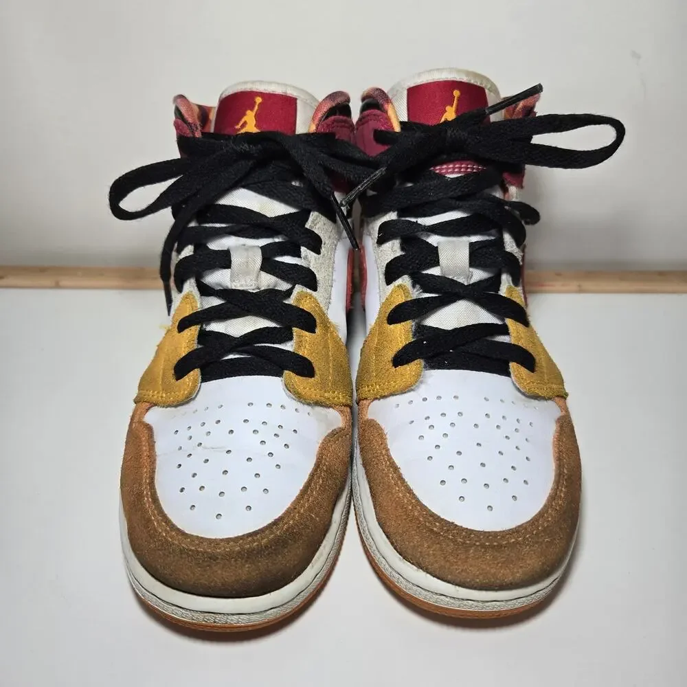 Nike Air Jordan‎ 1 Mid SE (GS) Sneakers Youth Paprika Cinnabar Black Size 4Y